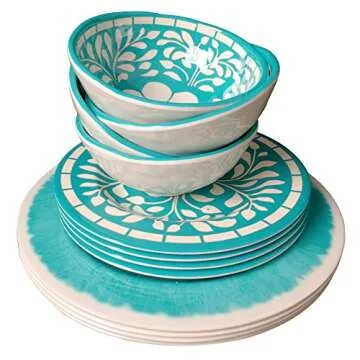 Yinshine Melamine Dinnerware Set for Indoor and Outdoor Use