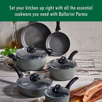 BALLARINI Parma by HENCKELS 10-pc Nonstick Cookware Set - Italy Design, Gray Color, Includes Fry Pan...