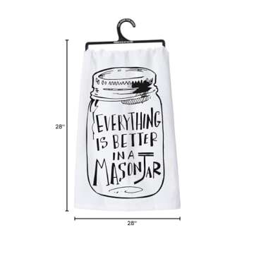Primitives by Kathy LOL Made You Smile Dish Towel, 28" x 28", Everything is Better in a Mason Jar