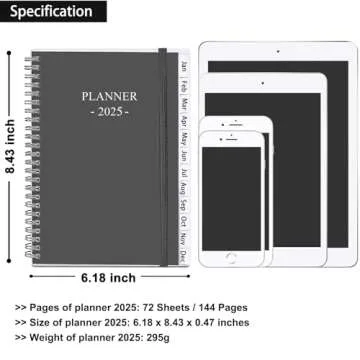 Veiai 2025 Planner,January - December, Wirebound,Weekly and Monthly with Monthly Tabs Planner, Frosted Cover,6.5"x8.5", Twin-Wire Binding Calendar Notebook (Black)