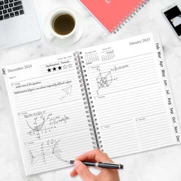 Veiai 2025 Planner,January - December, Wirebound,Weekly and Monthly with Monthly Tabs Planner, Frosted Cover,6.5"x8.5", Twin-Wire Binding Calendar Notebook (Black)