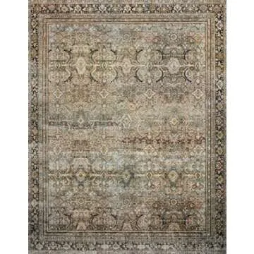 Loloi Layla Collection, LAY-03, Olive/Charcoal, 2'-0" x 5'-0", .13" Thick, Accent Rug, Soft, Durable, Vintage Inspired, Distressed, Low Pile, Non-Shedding, Easy Clean, Printed, Living Room Rug