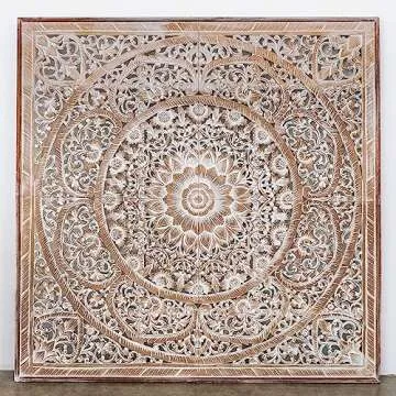 King Wood Headboard Rustic | Carved Full Headboard Only | Wooden Headboard Full Size Bed | Wall Mount Headboard King | Full Bed Headboard Panels (Manusa Antic, Cal King)