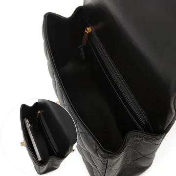 M-ioi-M Small Quilted Crossbody Bags for Women, Genuine Leather Shoulder Bags with Gold Chain Strap, Soft Lambskin Top Handle Flap Purses, Trendy Luxury Designer Lady Dressy Evening Handbags (Black)