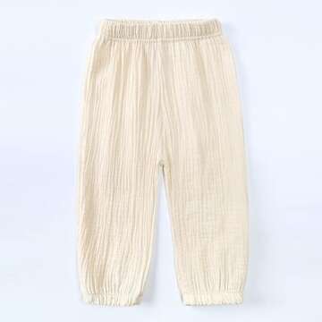 MYGBCPJS Baby Boys Girls 3 Pack Cotton Linen Long Bloomers Ankle Length Trousers Kids Lightweight Elastic Waist Harem Pants