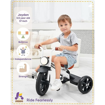KRIDDO Kids Tricycle with Adjustable Seat and Light