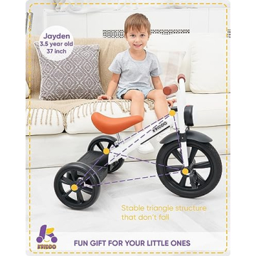 KRIDDO Kids Tricycle with Adjustable Seat and Light