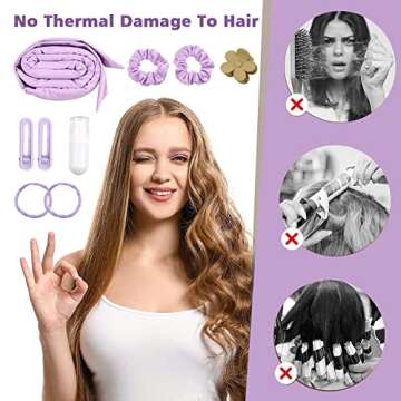 Siwtok Heatless Hair Curler,Heatless Curling Rod Headband,No Heat Curling Headband,Hair Curlers to Sleep In,Heatless Curls Headband,Hair rollers for Long Hair and Medium Hair (Purple)