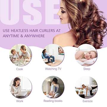 Siwtok Heatless Hair Curler,Heatless Curling Rod Headband,No Heat Curling Headband,Hair Curlers to Sleep In,Heatless Curls Headband,Hair rollers for Long Hair and Medium Hair (Purple)