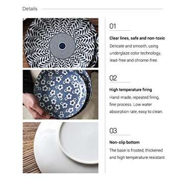 Gegong 12 inch Fish Plate Blue and White Porcelain Dish Serving Plate Floral Dinner Shallow Plate Appetizer Salad Dessert Snack Plate (Tang Grass)