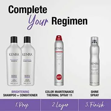 Kenra Brightening Shampoo/Conditioner | Eliminates Brassy Tones | Violet Toning | Purple Shampoo/Conditioner for Blondes, Grays, Brunettes & all Hair Types | 10.1 fl. Oz (Set)