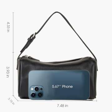 DONNAIN Premium Full-Grained Leather Crossbody Purses for Women, Hobo Bags for Women Crossbody with Adjustable Strap (Black, Small)