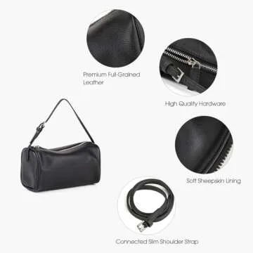 DONNAIN Premium Full-Grained Leather Crossbody Purses for Women, Hobo Bags for Women Crossbody with Adjustable Strap (Black, Small)