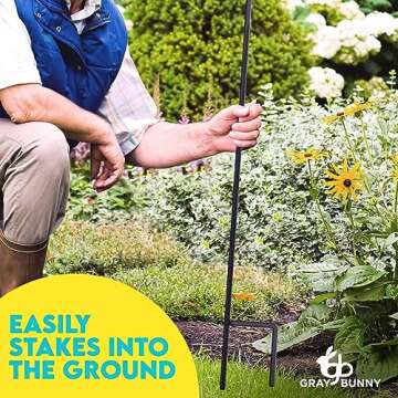 Gray Bunny 35" Shepherds Hooks for Outdoor 4 Pack, Thick Bird Feeder Pole, Hanging Plant Stand, Shepherds Hook for Bird Feeder, Non-Hollow, Non-Adjustable, Extra Long Base Prongs