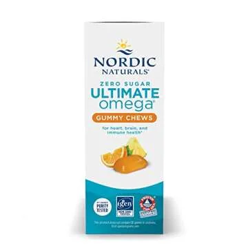 Nordic Naturals Zero Sugar Ultimate Omega Gummy Chews, Tropical Fruit, 54 Gummies, Supports Heart, Brain, and Immune Health, Non-GMO, Vegetarian, 27 Servings