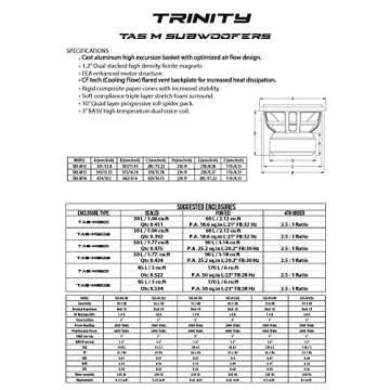 Trinity 18 Inch Subwoofer Dual 1 Ohm 6000W Car Audio Black TAS-M18-D1
