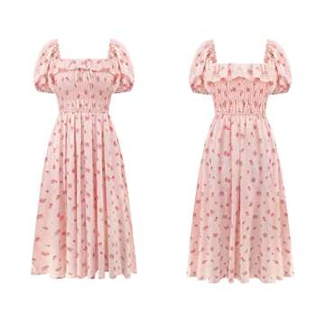 R.Vivimos Vintage Floral Midi Dress for Women - Summer Essential