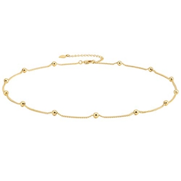 Aobei Pearl Gold Choker Necklace for Women - 18k Gold Plated, Dainty, Layering Jewelry 16''