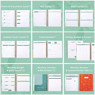 SOLIGT 8.5 x 11 inches Large Budget Planner and Monthly Bill Organizer – Premium Hardcover Budget Book with 12 Pockets for Savings, Debt, Expense Tracking – Budget Tracker with Stickers