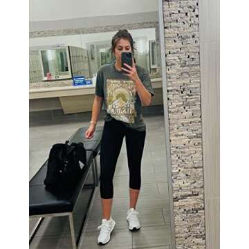 HeyNuts High Waisted Yoga Capris Leggings for Women, Tummy Control Workout Running Leggings Cropped Pants 19'' Black L(12)