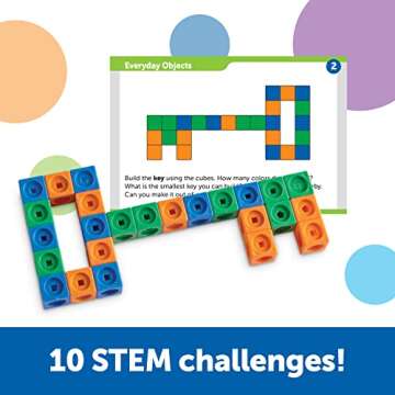 Learning Resources STEM Explorers MathLink Builders - 100 Pieces, Ages 5+, Kindergarten STEM Activities, Math Activity Set and Games for Kids, Linking Cubes, Connecting Cubes