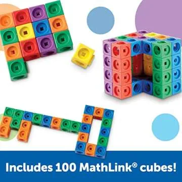 Learning Resources STEM Explorers MathLink Builders - 100 Pieces, Ages 5+, Kindergarten STEM Activities, Math Activity Set and Games for Kids, Linking Cubes, Connecting Cubes