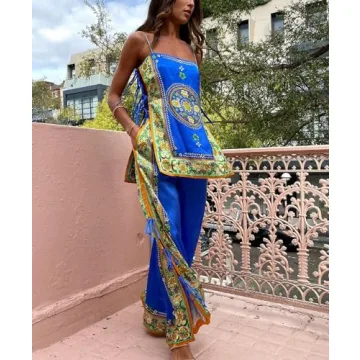 Faretumiya Summer Satin Tube Top Pants Set - Stylish Women