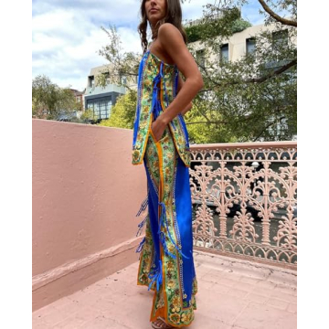 Faretumiya Summer Satin Tube Top Pants Set - Stylish Women