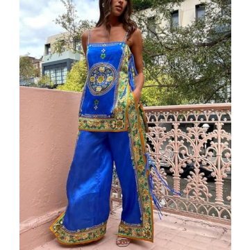 Faretumiya Summer Satin Tube Top Pants Set - Stylish Women