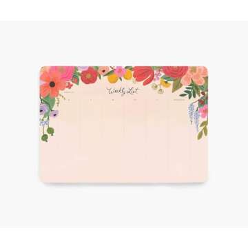 RIFLE PAPER CO. Weekly Desk Pad | 52 Tear-Off Pages, Doubles as a Mouse Pad, Helps You Map Out Your Week for a Whole Year (9.75" L × 6.75" W), Garden Party