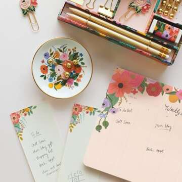 RIFLE PAPER CO. Weekly Desk Pad | 52 Tear-Off Pages, Doubles as a Mouse Pad, Helps You Map Out Your Week for a Whole Year (9.75" L × 6.75" W), Garden Party