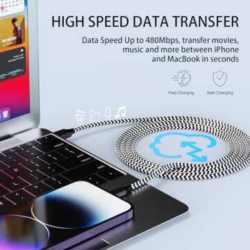 3 Pack iPhone Charger 10 FT Apple MFi Certified Fast Charging Lightning Cable Nylon Braided High Speed Transfer Cord for iPhone 14 13 12 11 Pro Max XR XS X 8 7 6 Plus iPad and More