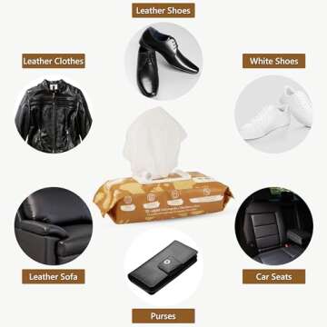 Air Jungles 3in1 Leather Cleaner Wipes 70 Count (Pack of 1), Extra Large 8" x 10" Size Leather Clean Condition Protect Wipes for Vinyl, Apparel Furniture Auto Car Interior Shoes Boots Bags