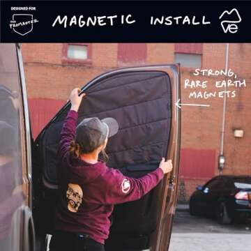 VanEssential Insulated Blackout Front Door Window Covers Designed for RAM Promaster Van Years 2014 t...