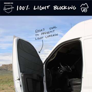 VanEssential Insulated Blackout Front Door Window Covers Designed for RAM Promaster Van Years 2014 to Current Model (Pair) - Cool Gray