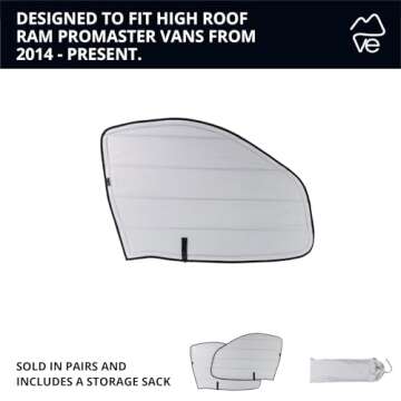 VanEssential Insulated Blackout Front Door Window Covers Designed for RAM Promaster Van Years 2014 to Current Model (Pair) - Cool Gray