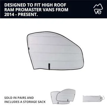 VanEssential Insulated Blackout Front Door Window Covers Designed for RAM Promaster Van Years 2014 to Current Model (Pair) - Cool Gray