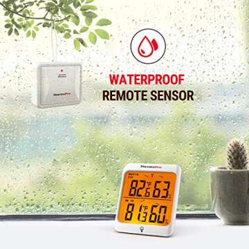 ThermoPro Indoor Outdoor Thermometer Wireless Hygrometer, 500FT Inside Outside Thermometer, Remote Temperature Monitor with Cold-Resistant Sensor, Outdoor Thermometers for Patio Home Greenhouse