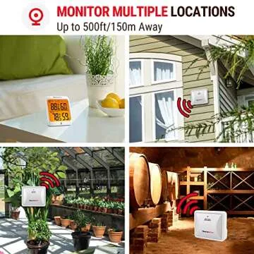 ThermoPro Indoor Outdoor Thermometer Wireless Hygrometer, 500FT Inside Outside Thermometer, Remote Temperature Monitor with Cold-Resistant Sensor, Outdoor Thermometers for Patio Home Greenhouse