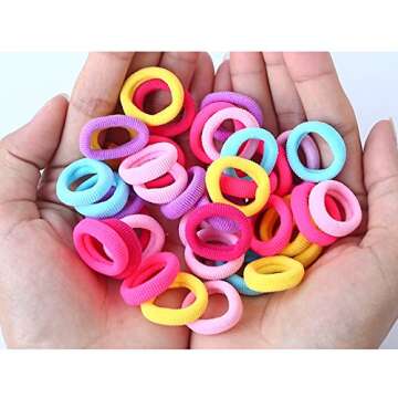 Baby Hair Ties for Kids Toddlers 100 PCS 10 Colors Small Seamless Hair Bands Ponytail Holder J-MEE