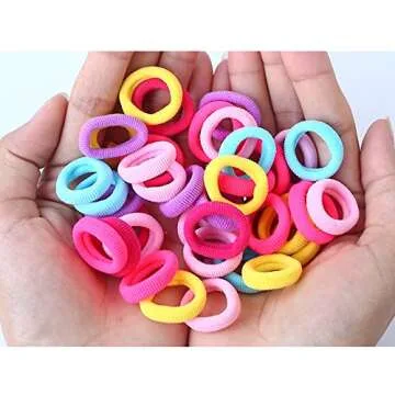 Baby Hair Ties for Kids Toddlers 100 PCS 10 Colors Small Seamless Hair Bands Ponytail Holder J-MEE