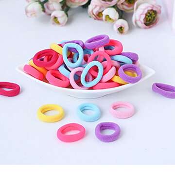 Baby Hair Ties for Kids Toddlers 100 PCS 10 Colors Small Seamless Hair Bands Ponytail Holder J-MEE