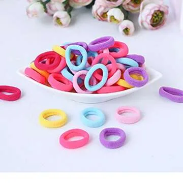 Baby Hair Ties for Kids Toddlers 100 PCS 10 Colors Small Seamless Hair Bands Ponytail Holder J-MEE