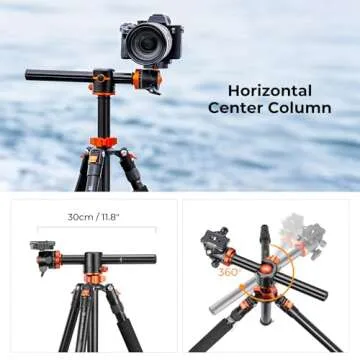 K&F Concept 67 inch Camera Tripod Horizontal Aluminum Tripods Portable Monopod with 360 Degree Ball Head Quick Release Plate for DSLR Cameras T255A4+BH-28L (TM2515T1)