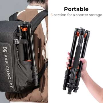 K&F Concept 67 inch Camera Tripod Horizontal Aluminum Tripods Portable Monopod with 360 Degree Ball Head Quick Release Plate for DSLR Cameras T255A4+BH-28L (TM2515T1)