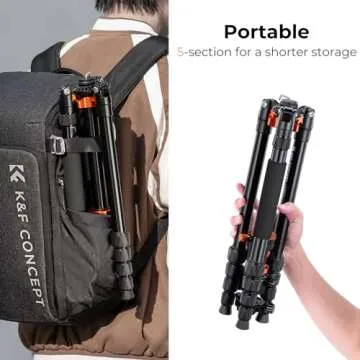 K&F Concept 67 inch Camera Tripod Horizontal Aluminum Tripods Portable Monopod with 360 Degree Ball Head Quick Release Plate for DSLR Cameras T255A4+BH-28L (TM2515T1)