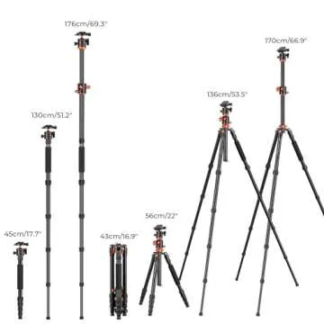 K&F Concept 67 inch Camera Tripod Horizontal Aluminum Tripods Portable Monopod with 360 Degree Ball Head Quick Release Plate for DSLR Cameras T255A4+BH-28L (TM2515T1)
