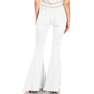 Anna-Kaci Women's Fashion High Waist Long Denim Bell Bottom Jeans Flared Pants, Off White, Medium