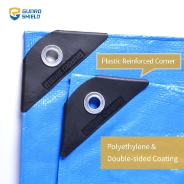 GUARD SHIELD Blue Tarp Waterproof 12x20 Feet Medium Duty Tarps Cover 7mil