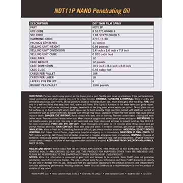 Nano NDT11P Penetrating Lubricant 11 oz for Rust Grease